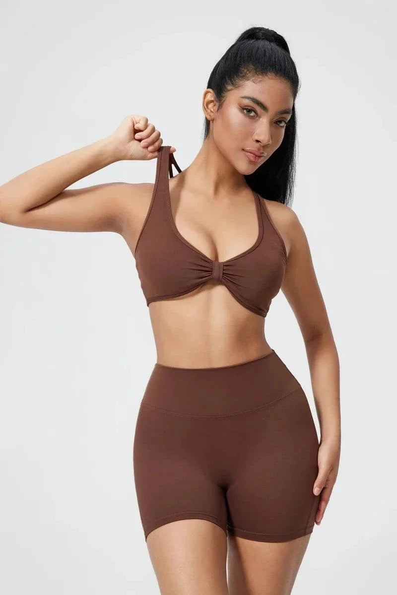 DIAS FIT JOY fold sports bra with cross-back, breathable knit nylon, detachable pads, designed for outdoor running, yoga, and gym fitness