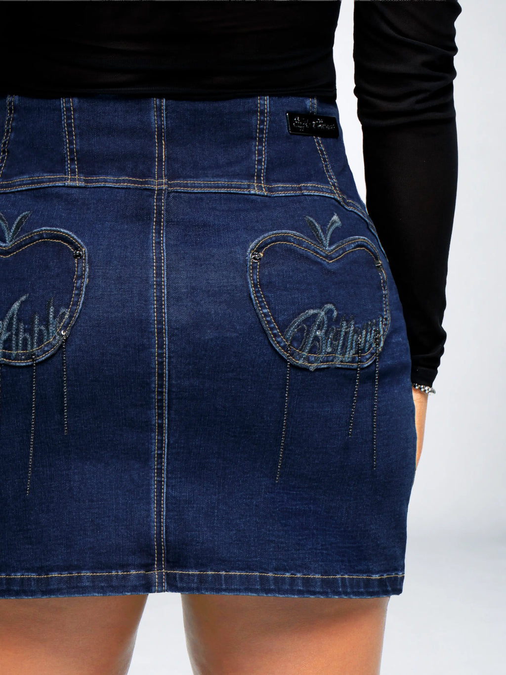 Apple Bottoms By Nelly Denim Chain Link Mini Skirt - Dark Wash