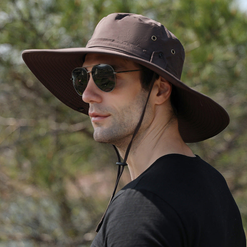 Mens Waterproof Quick Dry Big Brim Fisherman Hat For Rain Sun Protection