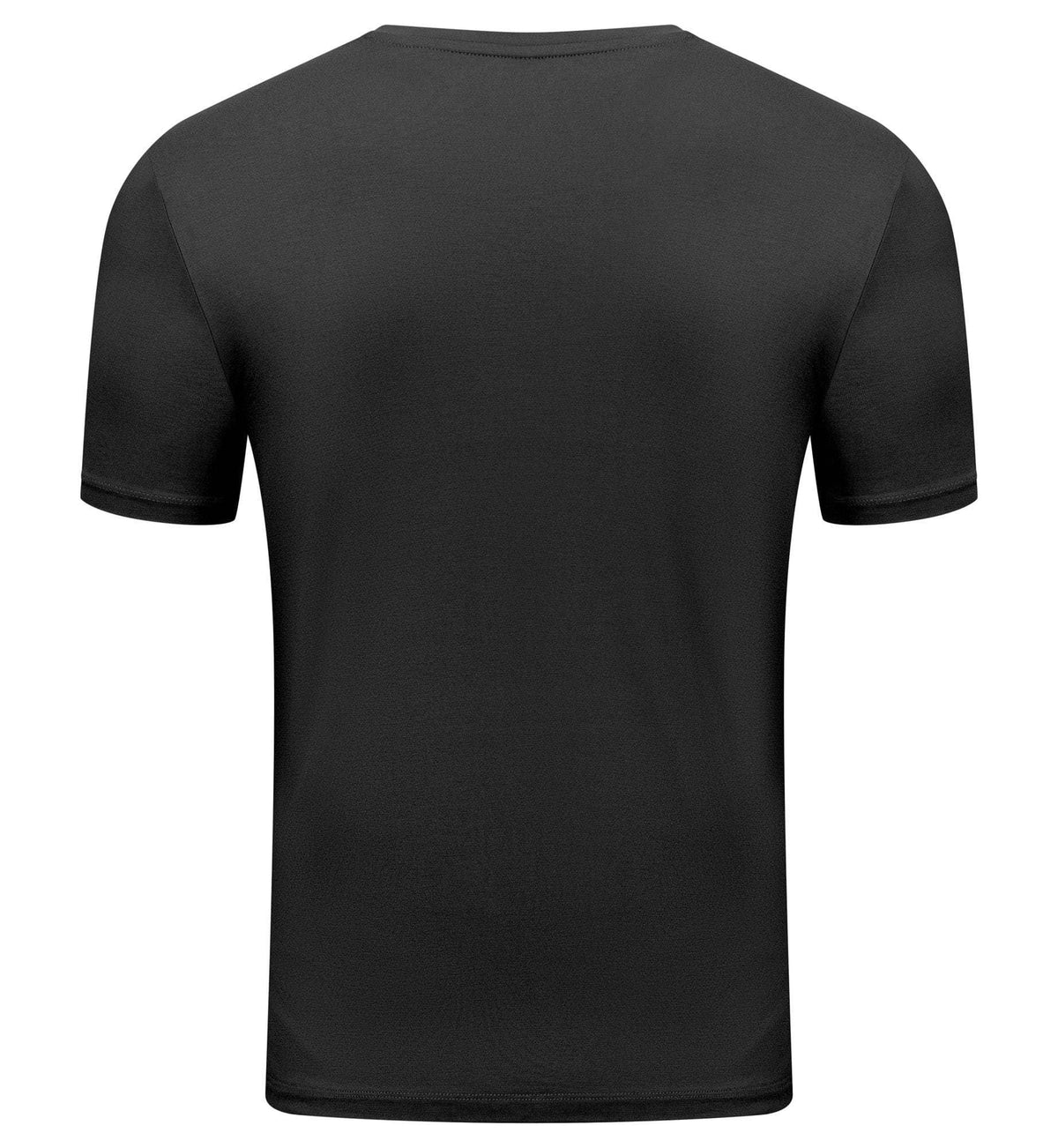 Men's Bamboo Rayon Crew Neck Tee Shirt in black showing lightweight breathable fabric and tailored fit