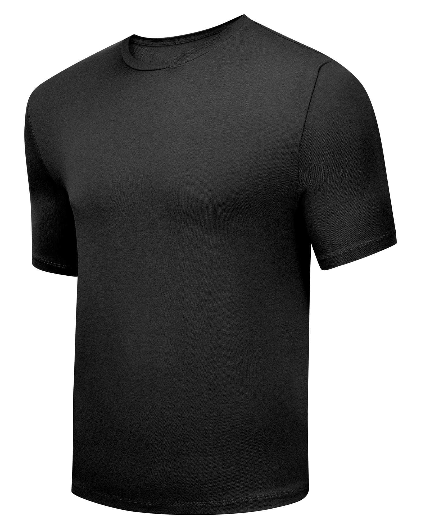 Men's Bamboo Rayon Crew Neck Tee Shirt in black with tailored fit and moisture-wicking fabric