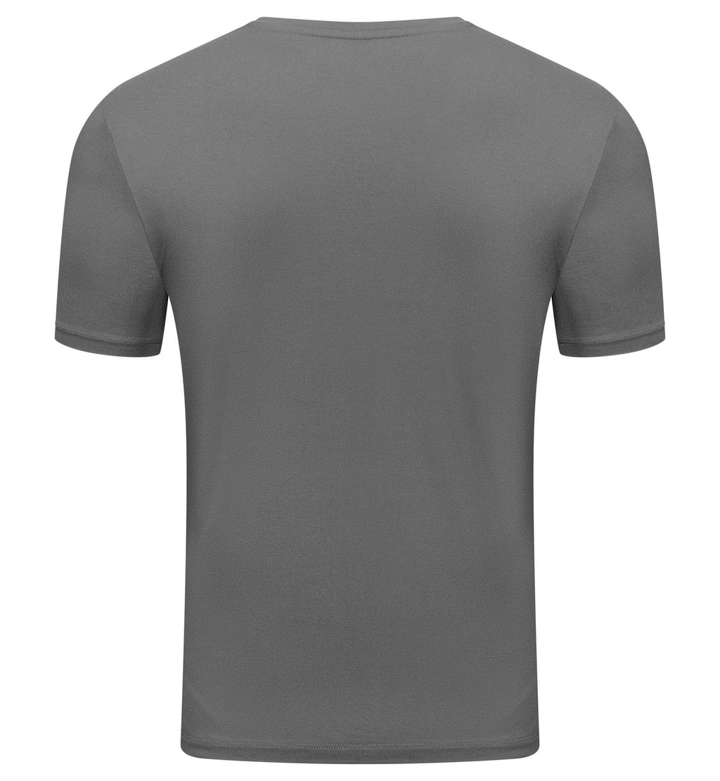 Men's Bamboo Rayon Crew Neck Tee Shirt in black, lightweight and stretchy with tailored fit and moisture-wicking fabric