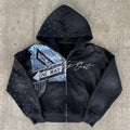 Men's black printed cartoon letter-printed hooded loose-fitting sweatshirt in lightweight polyester with long sleeves and relaxed streetwear style