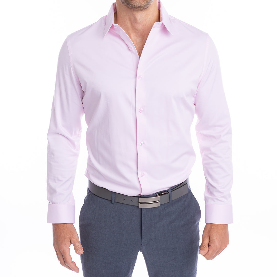 GoTieless Light Pink Tie-Free Dress Shirt With Million Dollar Collar