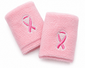 Pink Ribbon Breast Cancer sport sweat wristbands for moisture control and awareness