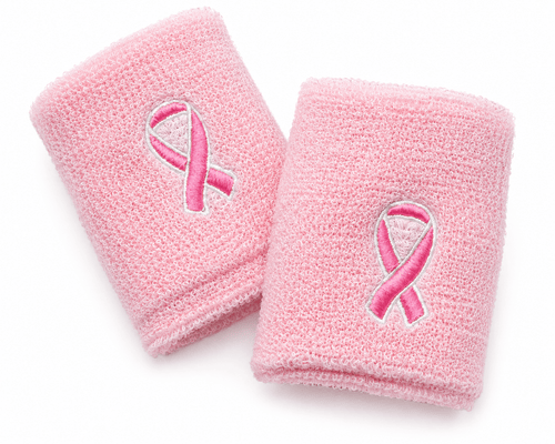 Pink Ribbon Breast Cancer sport sweat wristbands for moisture control and awareness