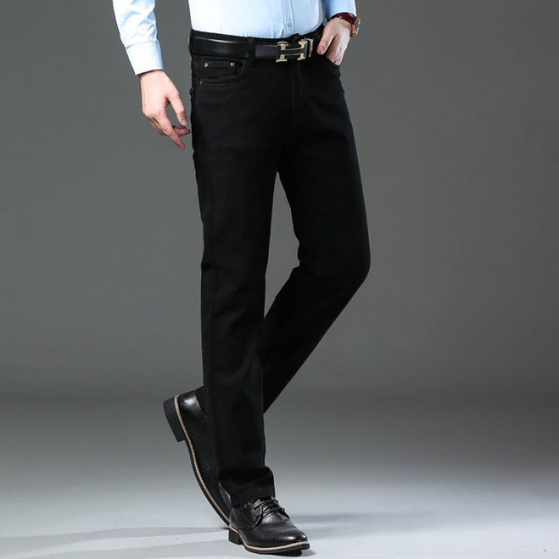 Conservative comfortable stretch office trousers in green, black, and brown with a straight-leg silhouette for active professionals