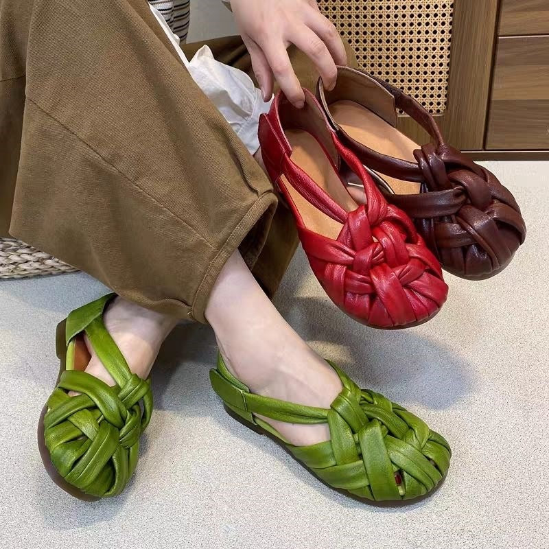 Satin Feel Unique Woven Sandals with closed toe, back heel lock, lightweight PVC upper, and flexible TPU outsole in multiple colors