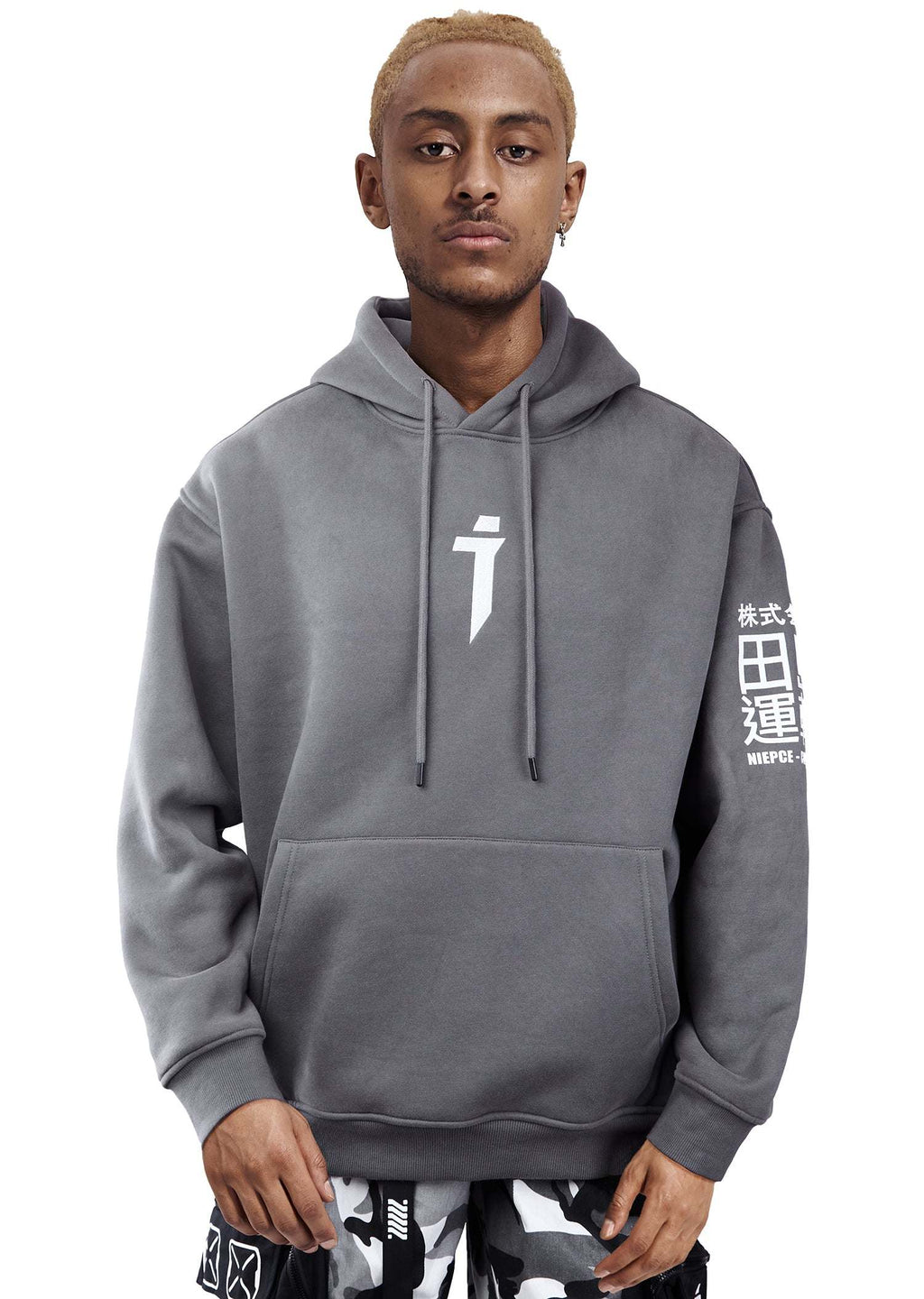 Niepce Cyber01 Hoodie with embroidered i-tech logo, grey fleece lining, and Cyberpunk 2077 inspired design