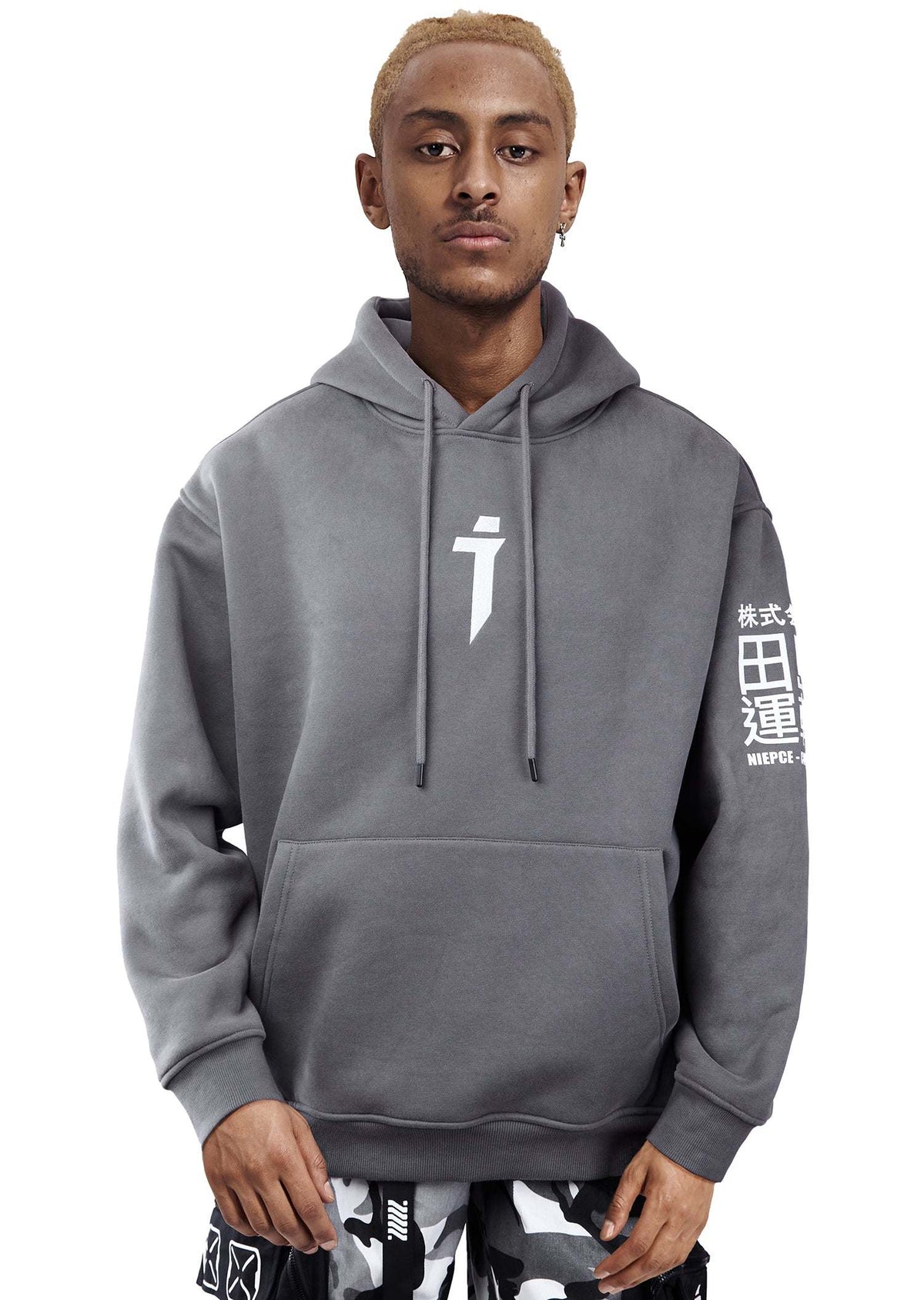 Niepce Cyber01 Hoodie with embroidered i-tech logo, grey fleece lining, and Cyberpunk 2077 inspired design