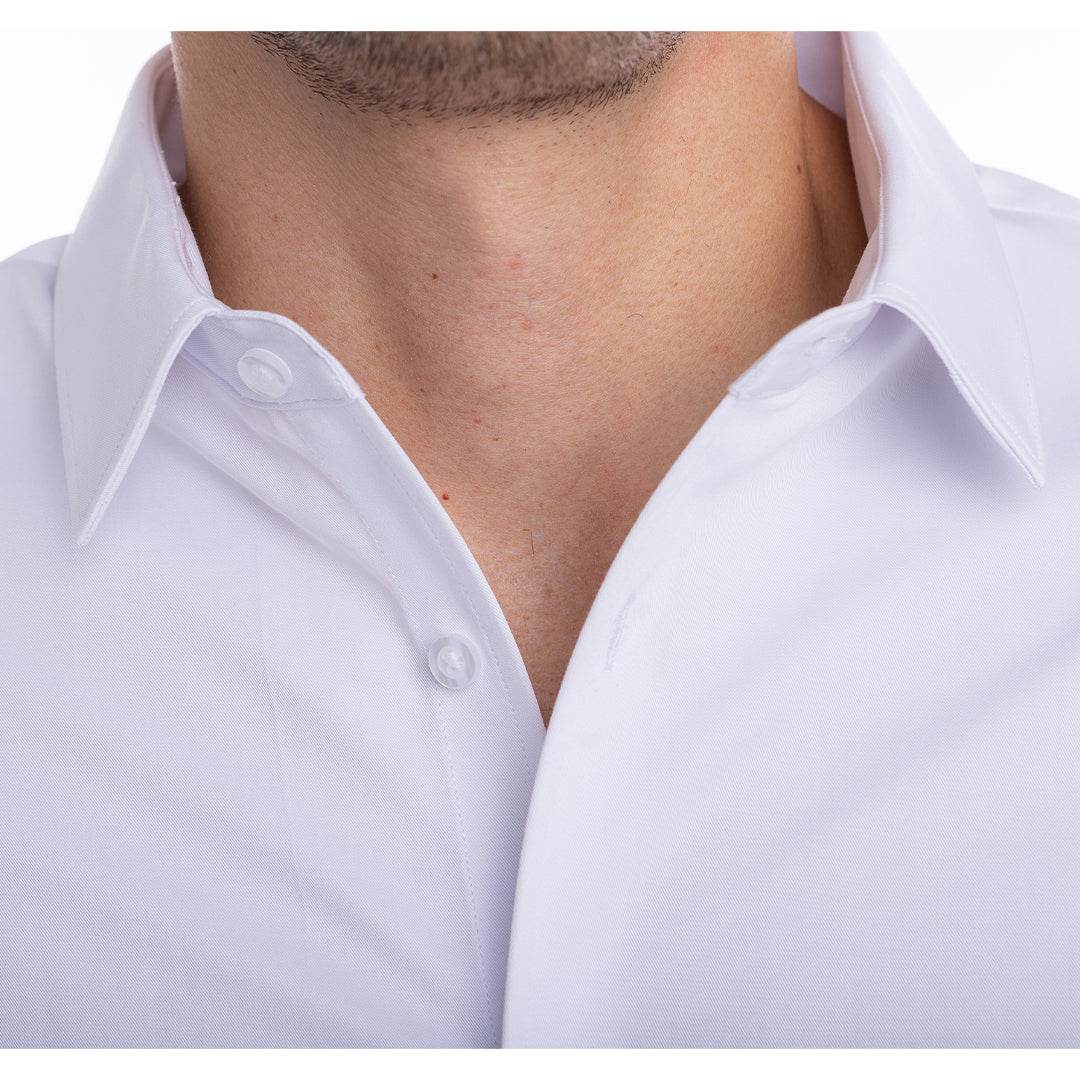 White goTIELESS Ultimate Dress Shirt with reinforced collar for a crisp look