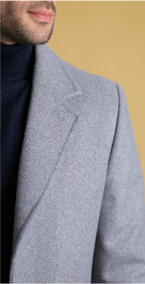 Bright Moons Wool Cashmere Double Breasted Overcoat Ash Gray