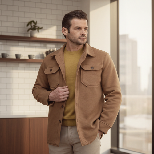 Contemporary European Tailored Taupe Bomber Jacket Outerwear