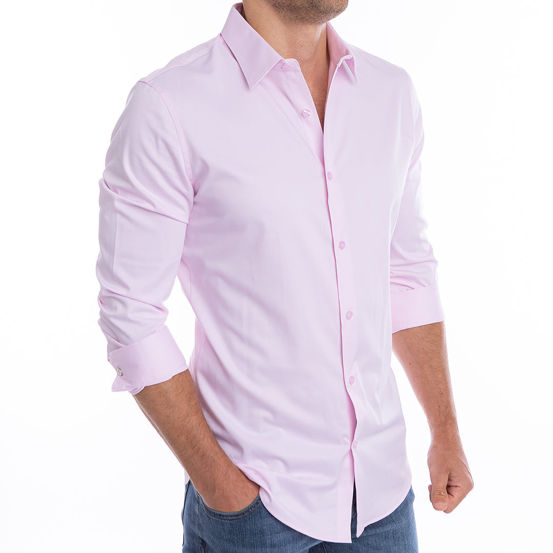 GoTieless Light Pink Tie-Free Dress Shirt With Million Dollar Collar