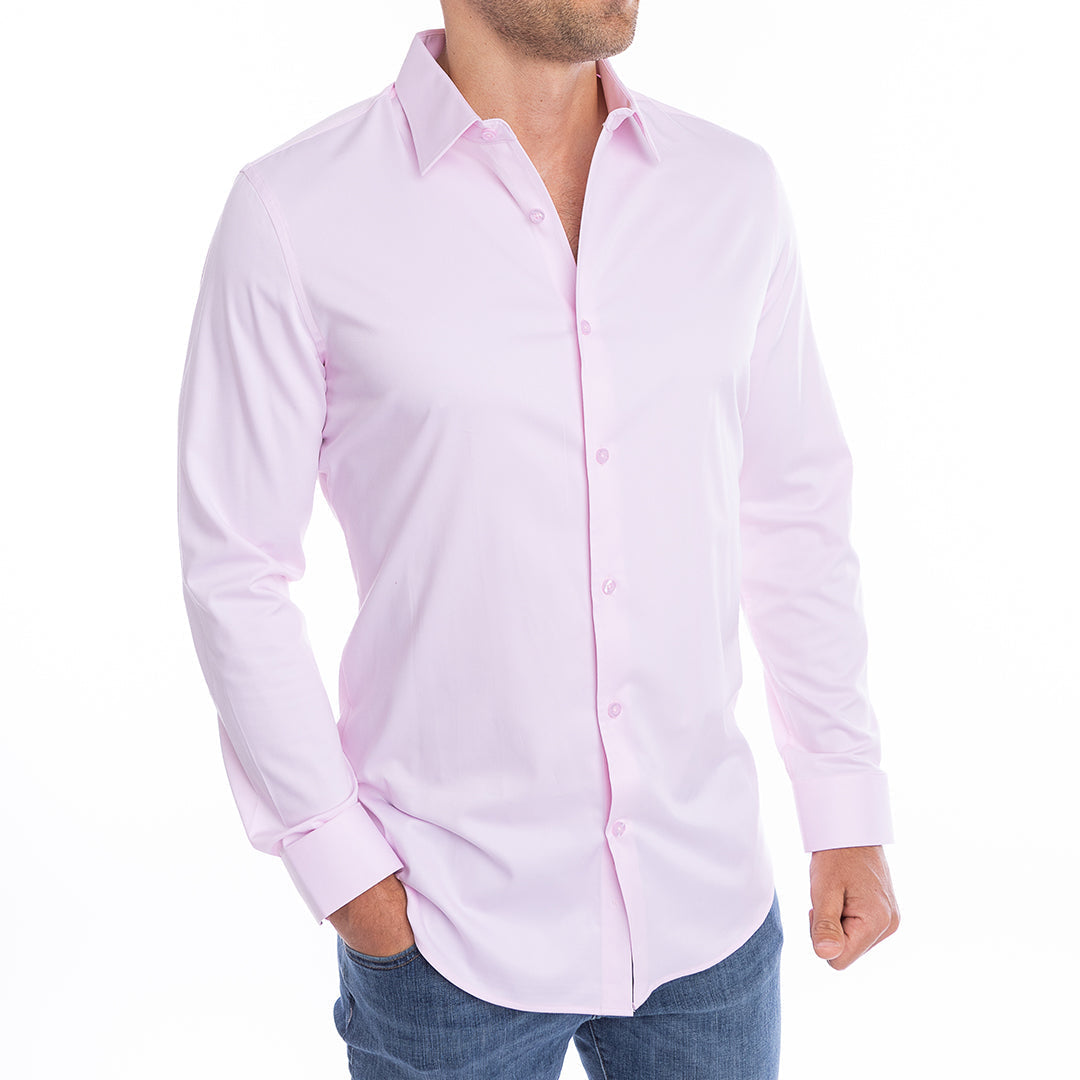 GoTieless Light Pink Tie-Free Dress Shirt With Million Dollar Collar