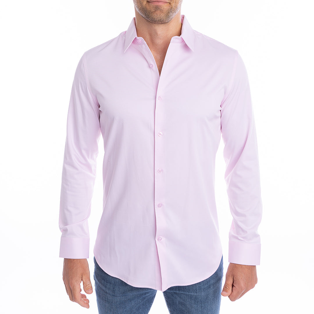 GoTieless Light Pink Tie-Free Dress Shirt With Million Dollar Collar